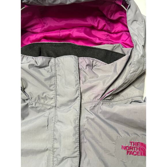 The North Face Insulated Hooded Jacket Women’s XL Gray Pink Lining Waterproof - Picture 2 of 7
